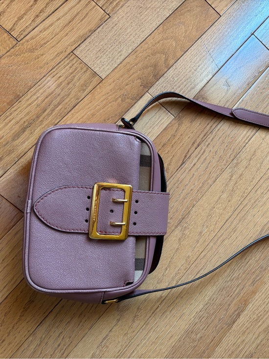 Burberry Handbags - Burberry Dusty Rose Leather Crossbody with Gold Buckle
